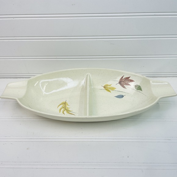MCM Vtg 1954-1958 Franciscan Autumn Leaf Oval Divided Serving Relish Dish USA - Picture 3 of 7